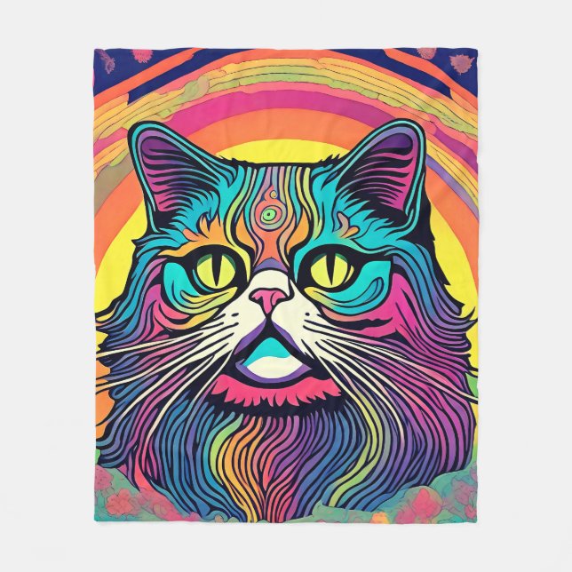 Polaire Couverture en molleton Chat Zen Moderne (Devant)