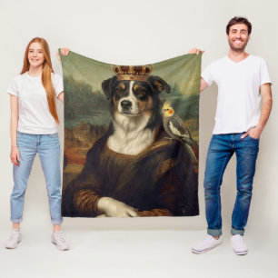 Polaire Couverture en molleton Chien Mona Lisa avec perroq