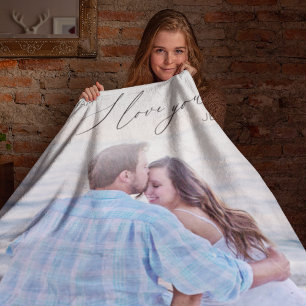 Polaire Couverture en molleton de photo I Love You avec éc