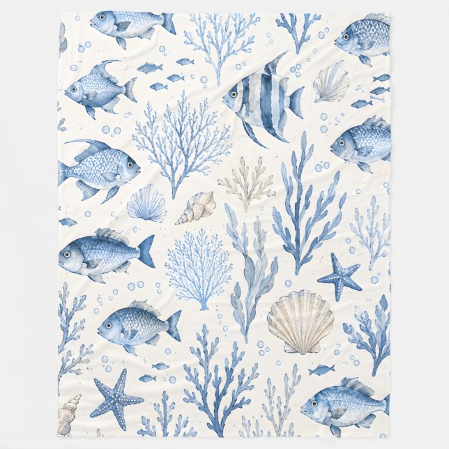Polaire Couverture en molleton de poisson côtier bleu (Devant)