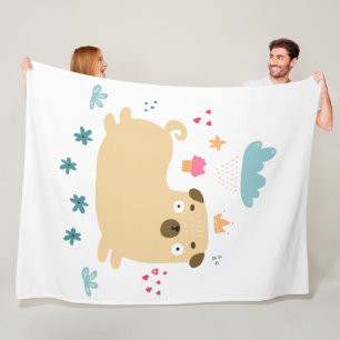 Polaire Couverture en molleton Happy Puggy