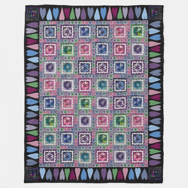 Polaire Couverture en molleton patchwork Framed Hearts (Devant)