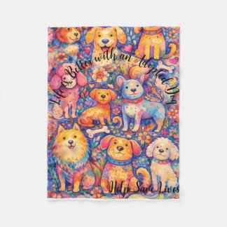 Polaire Couverture en molleton thème chien adopté 76 x 102