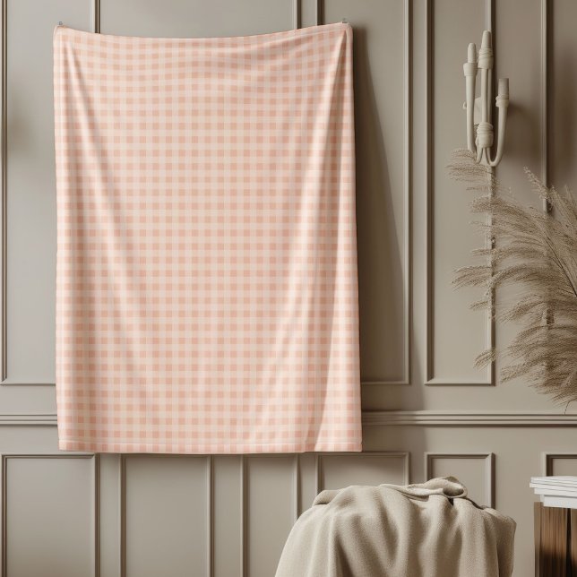 Polaire Couverture en plastique corail et gris Cosy Check  (Coral and Grey Plaid Blanket Cozy Check Pattern)