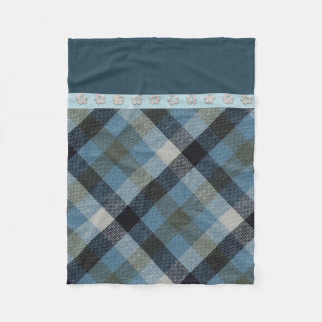 Polaire Couverture en toison bleu Tartan (Devant)