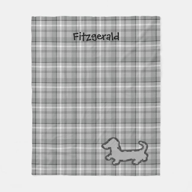 Polaire Couverture en toison gris plaid Dachshund (Devant)