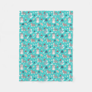 Polaire Couverture enrouée de chien de Noël bleu-clair