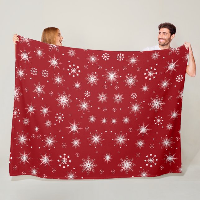 Polaire Couverture Festive de flocon de neige en rouge vif (En situation)
