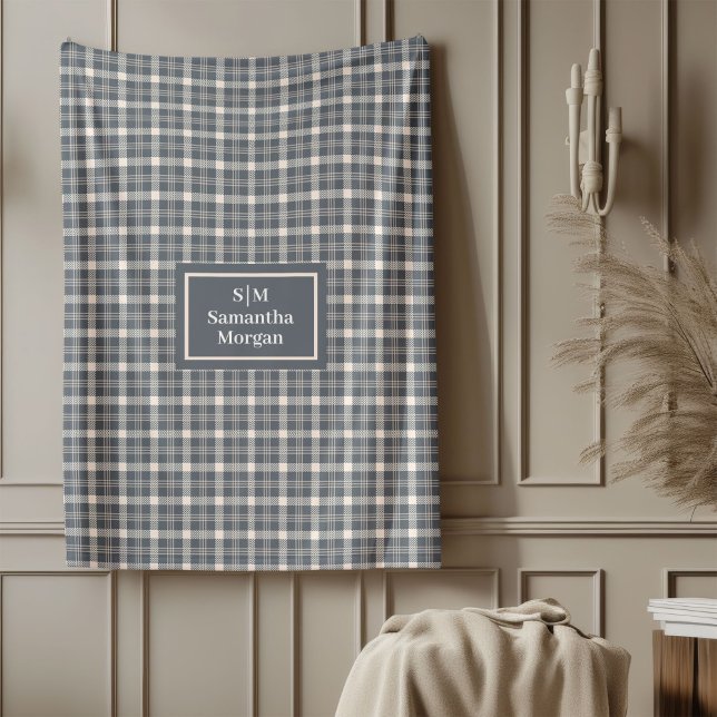 Polaire Couverture grise personnalisée de style chic minim (Custom Name Grey Blanket Chic Minimalist Style)