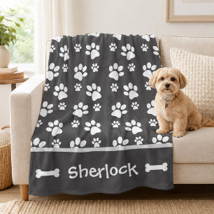 Polaire Couverture grise personnalisée pour chien Cadeau p