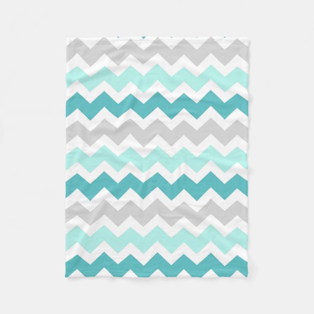 Polaire Couverture grise turquoise de motif de Chevron (Devant)