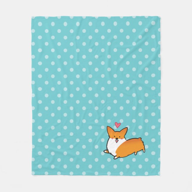 Polaire Couverture heureuse de corgi de point de polka (Devant)