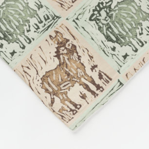 Polaire Couverture imprimée en bloc Âne Mouton - Vert Marr
