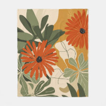 Couverture jetée florale botanique moderne | Vinta