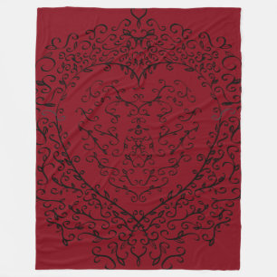 Polaire Couverture Mariage gothique du Coeur rouge et noir