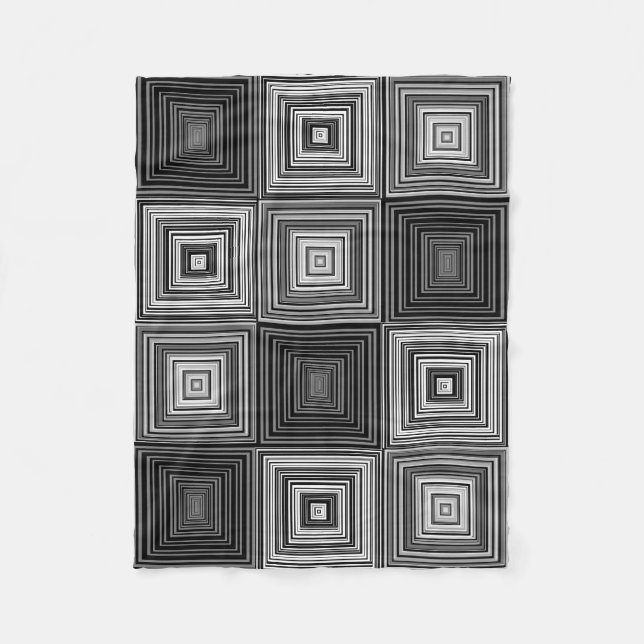 Polaire Couverture noire, blanche, et grise de carrés (Devant)