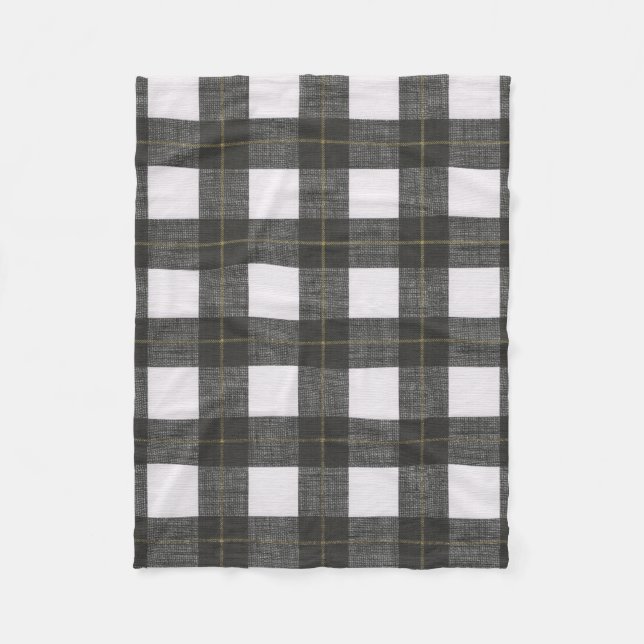 Polaire Couverture noire d'ouatine de plaid d'or blanc (Devant)