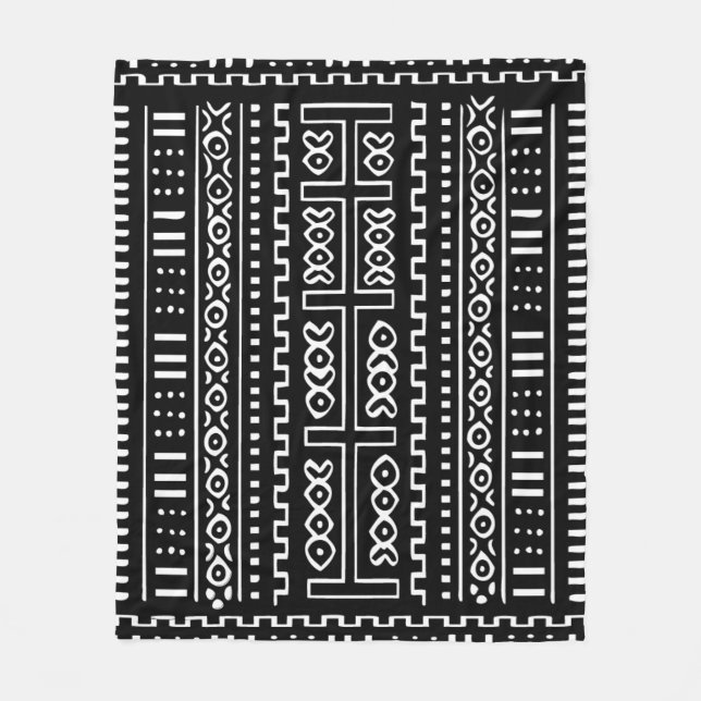 Polaire Couverture noire et blanche d'ouatine de Mudcloth, (Devant)