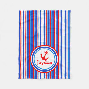 Polaire Couverture nommée rayée de bleu, rouge et blanch