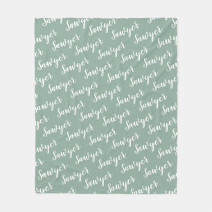 Polaire Couverture personnalisée avec nom répété en vert s