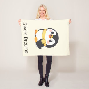 Polaire Couverture personnalisée bébé pingouin chibi migno