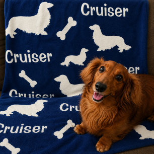Polaire Couverture personnalisée bleu marine pour Dachshun