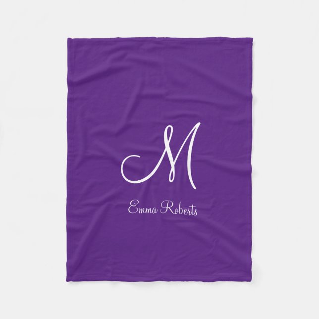Polaire Couverture personnalisée monogramme Violet Royal (Devant)
