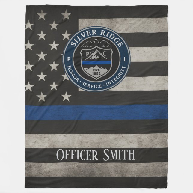 Polaire Couverture personnalisée pour la police Thin Blue  (Devant)