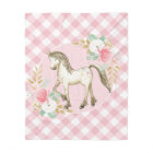 Couverture pour bébé rose Floral Horse