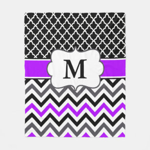Polaire Couverture pourpre noire de monogramme de Chevron