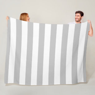 Polaire Couverture rayée grise et blanche d'ouatine