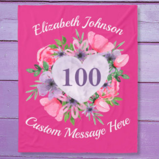 Polaire Couverture rose 100e anniversaire pour femmes