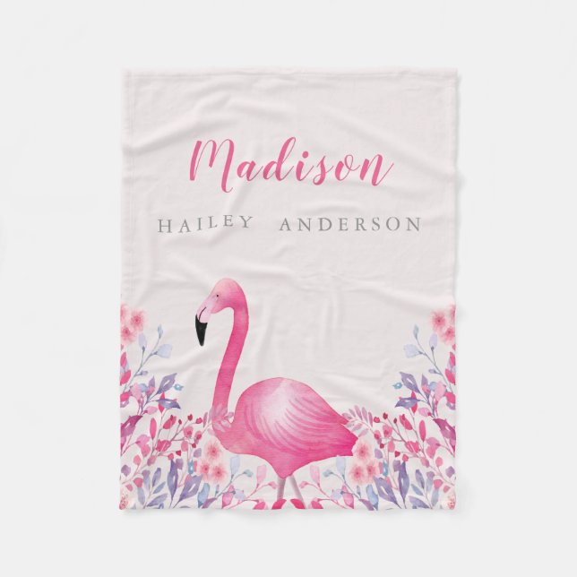 Polaire Couverture rose mignonne d'ouatine de Flamant rose (Devant)