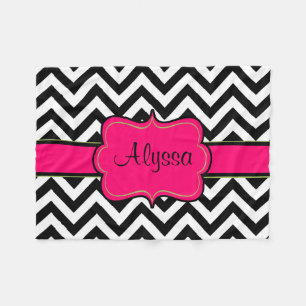 Polaire Couverture rose noire de monogramme de Chevron