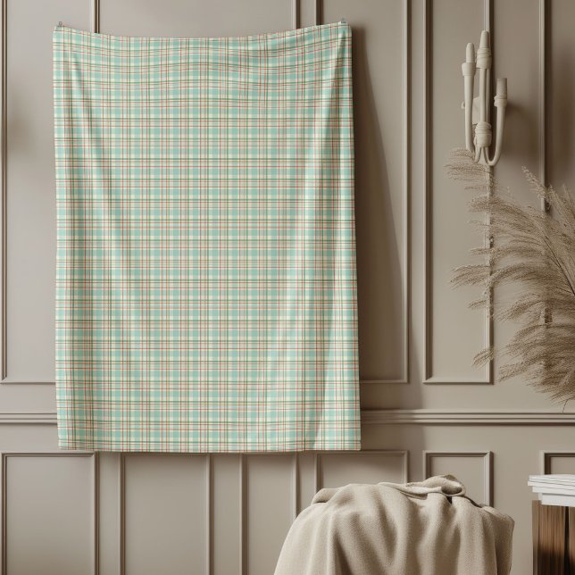Polaire Couverture rouge vert plaid dans des tons pastel (Red Green Plaid Blanket in Gentle Pastel Tones)