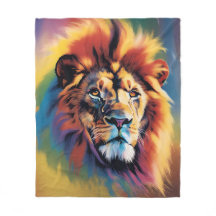 Couverture Safari Lion Africain - Fleece arc-en-ci