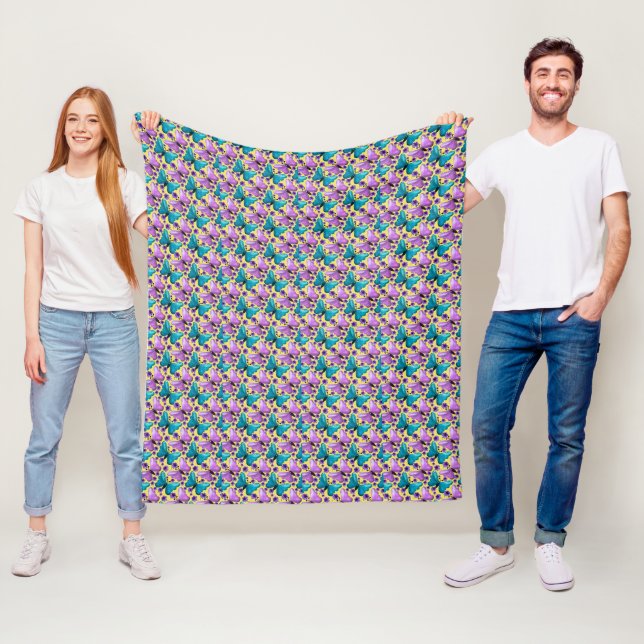 Polaire Couverture Sherpa Fleurie Papillon de Printemps (En situation)