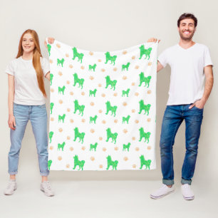 Polaire Couverture Shiba Inu – Cadeau minimal pastel vert