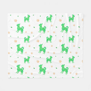 Polaire Couverture silhouette de chihuahua vert pastel min