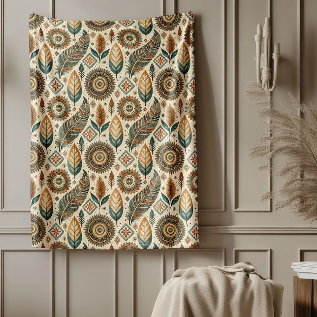 Polaire Couverture Tribale du Sud-Ouest Chaud Couleurs de  (Warm Southwestern Tribal Blanket Earth Tone Colors)