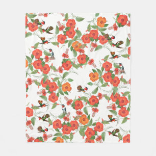 Polaire Couverture tropicale d'ouatine de fleurs d'oiseaux