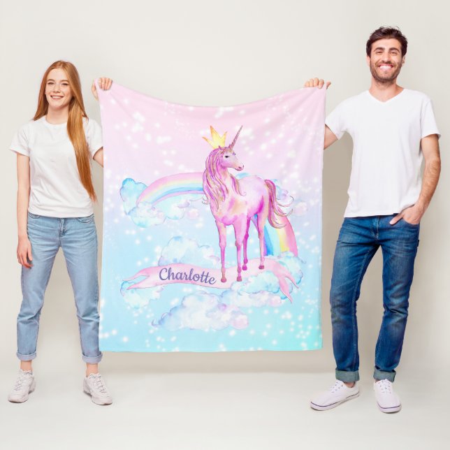 Polaire Couverture Unicorn Couverture Unicorne personnalis (En situation)