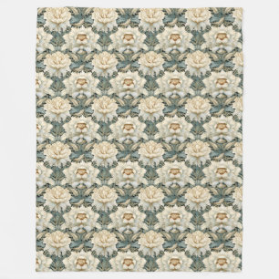 Polaire Couverture vintage en crème Sage Vert Fleece Flora
