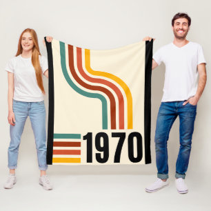 Polaire Couverture vintage rétro rayée arc-en-ciel 1970