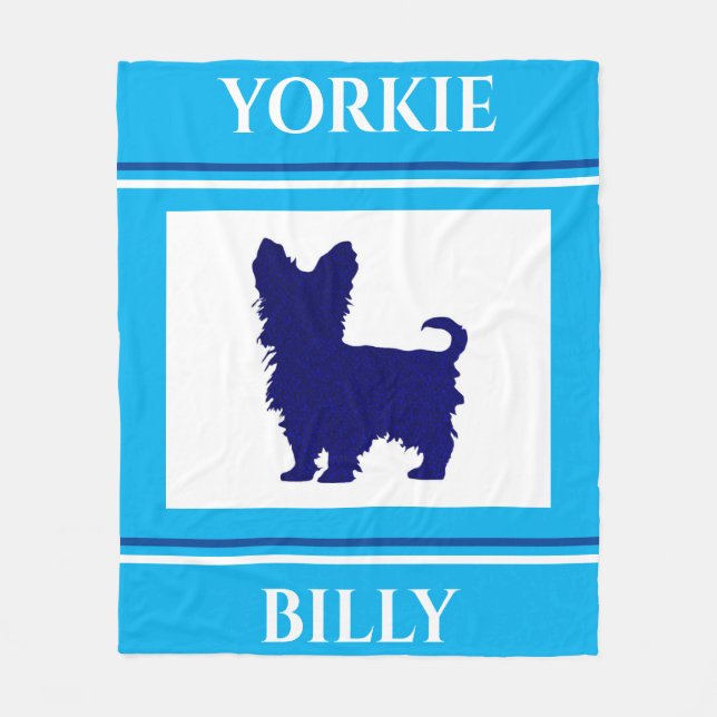 Polaire couverture Yorkie. Nom personnalisé. (Devant)