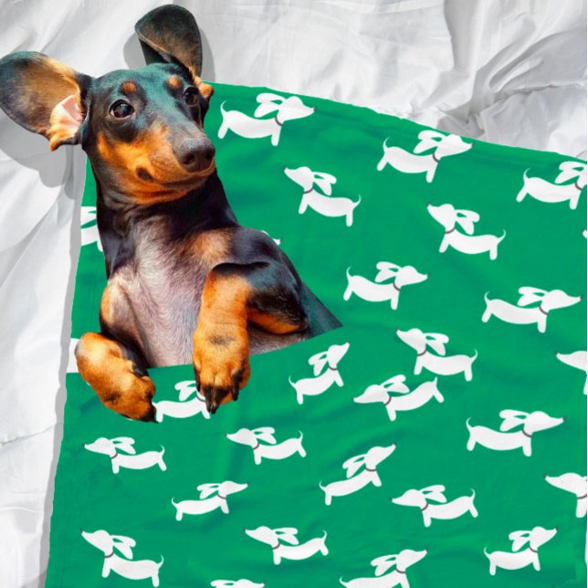 Polaire Danses de danse verte conception de couverture en  (Wiener dog mom gift - cozy doxie blanket)