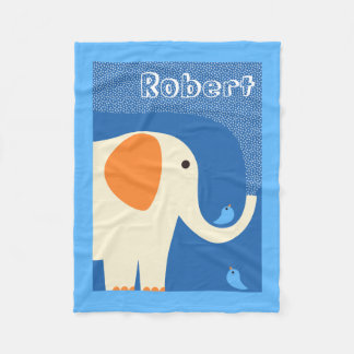 Polaire Éléphant et couverture bleue d'ouatine d'oiseaux