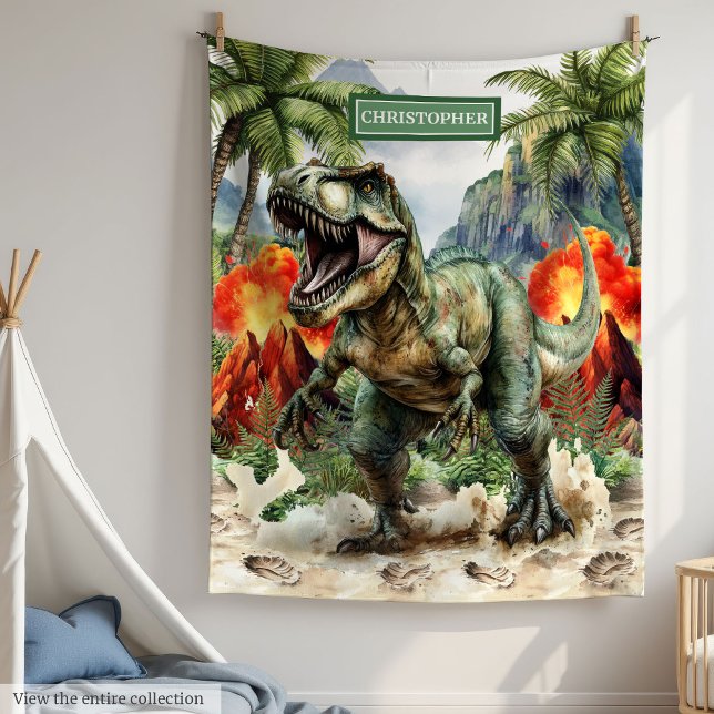 Polaire Fierce Dinosaur Anniversaire Couverture Nom Person (Fierce Dinosaur Birthday Blanket Custom Name for Boys)