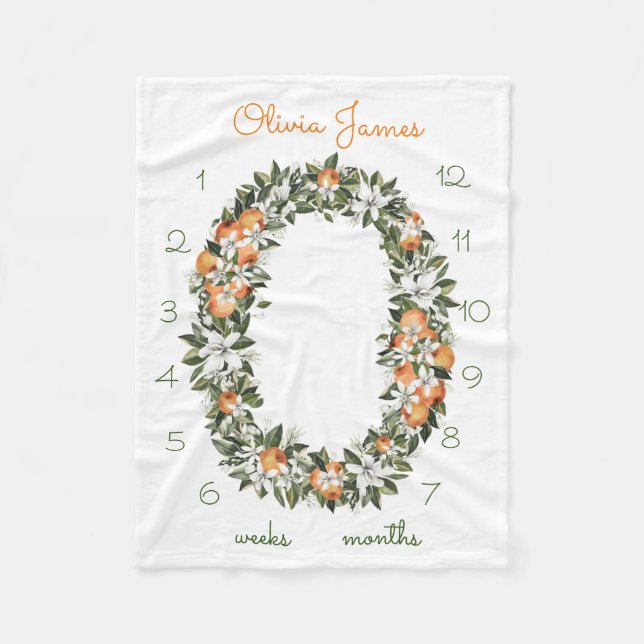 Polaire Florida Orange Baby Milestone mensuelle couverture (Devant)