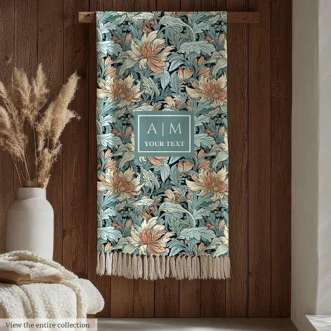 Polaire Intemporel style Morris couverture florale pastel (Timeless Morris style pastel floral blanket)